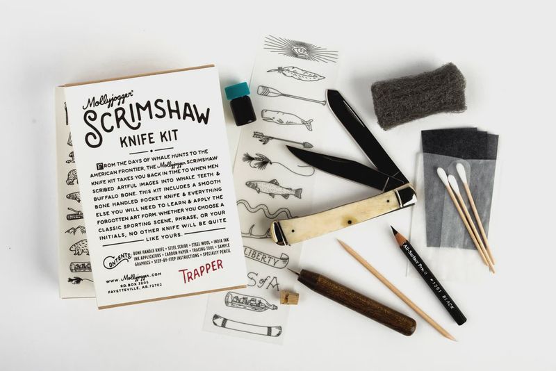 Scrimshaw Kit + Trapper Knife w/Practice Materials