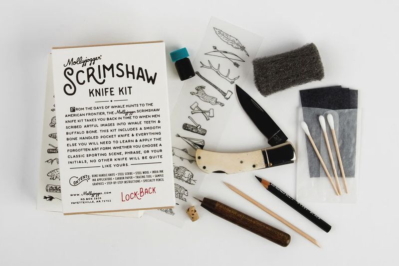 Scrimshaw Kit + Lock-back Knife with Practice Materials