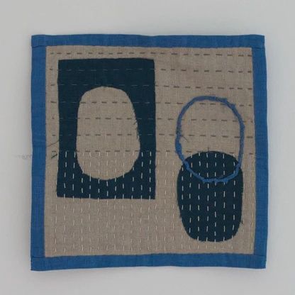 Slow Stitched Mini Quilt Kit in Linen Indigo Blue