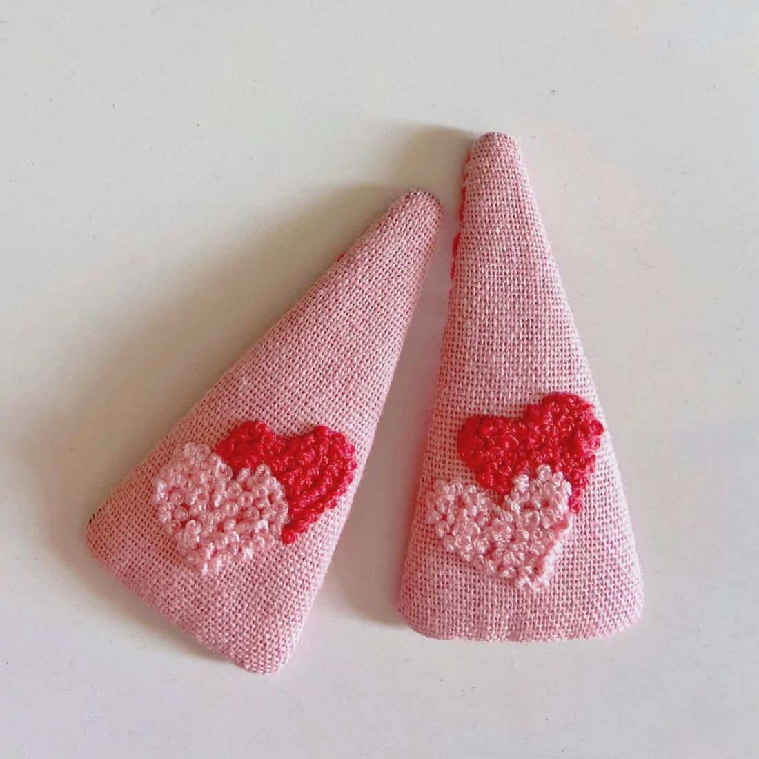 Double Heart Embroidered Hair Barrette (Valentine Collection)