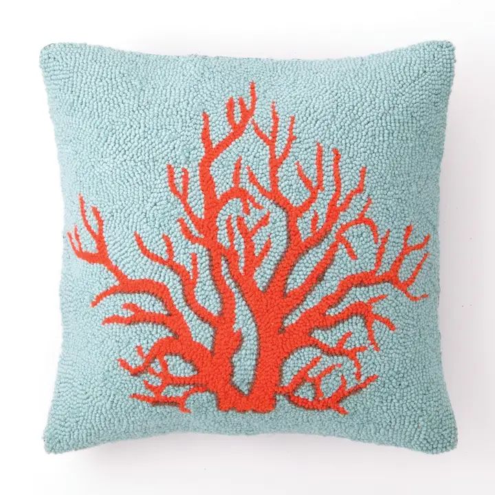 Red Coral on Blue Background Hook Pillow