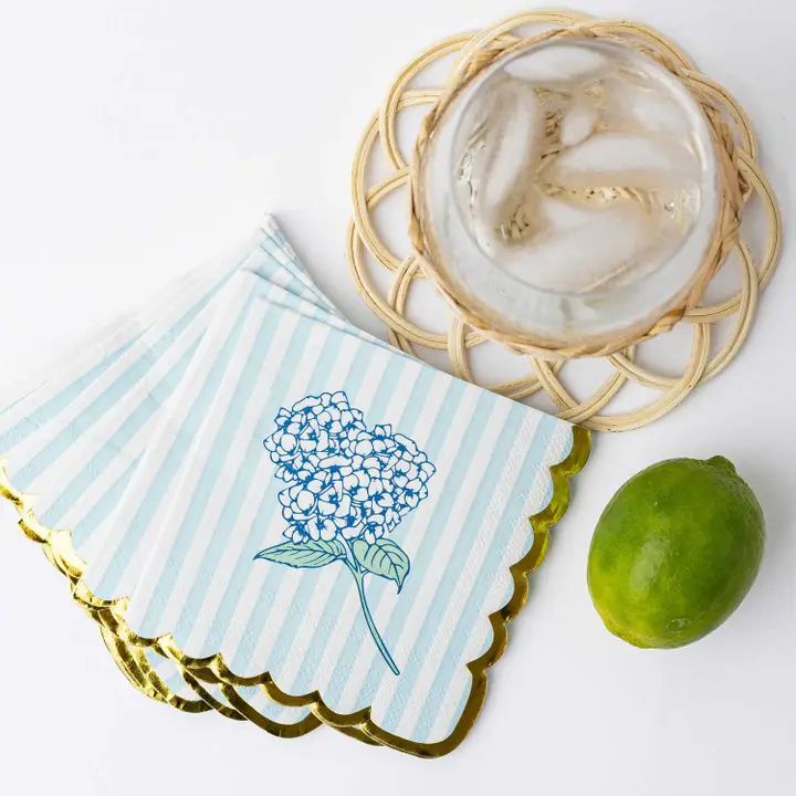 Hydrangea Stem Paper Beverage Napkin Packs