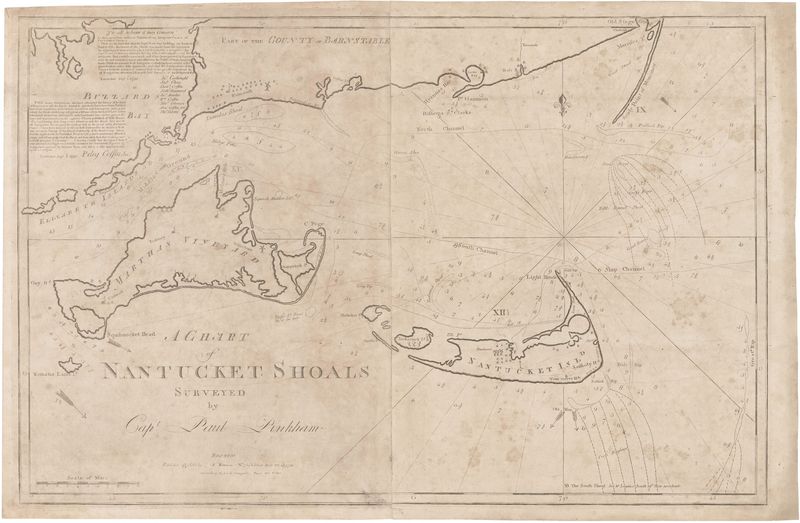 Chart Of Nantucket Shoals 1791 - Capt. Paul Pinkham  - 24x36