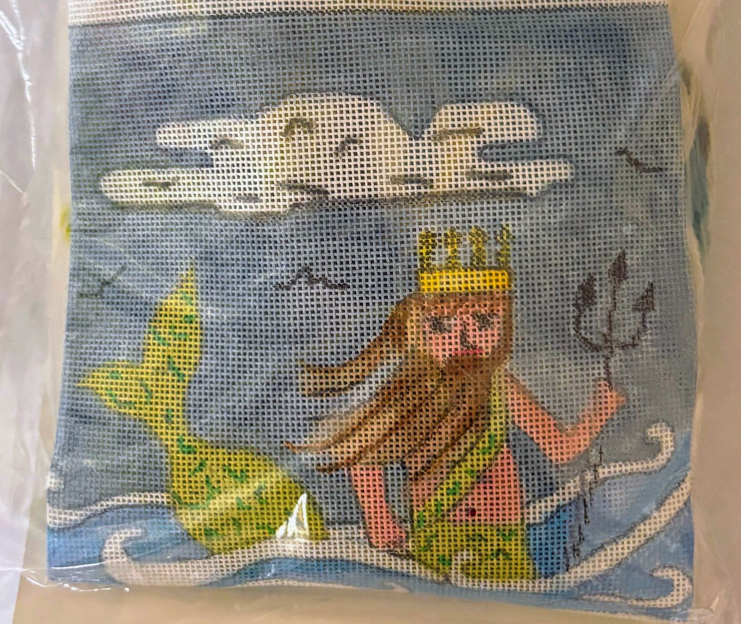 Neptune Pillow Custom Needlepoint Kit