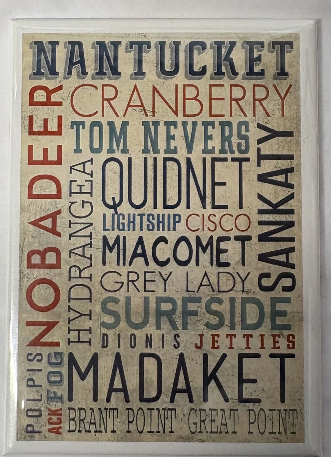 Magnet Nantucket, Massachusetts, Typography