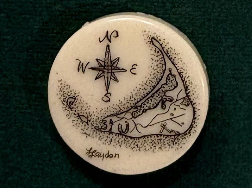 Lapel Pin, Round Reproduction Scrimshaw