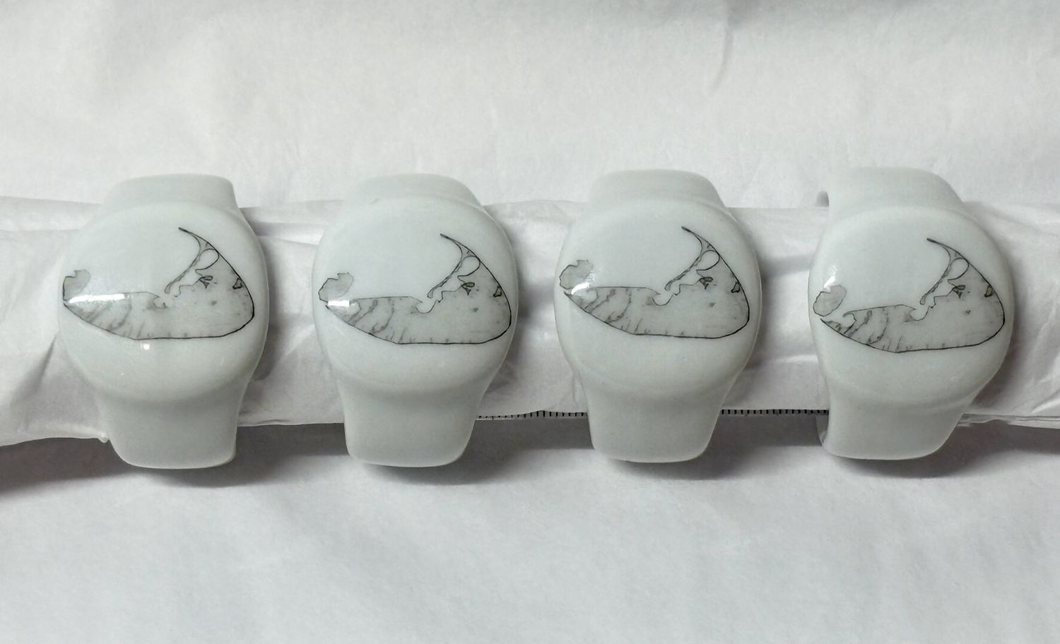 Transferware - Napkin Rings - Nantucket Island - Set of 4, Style: Round Rings