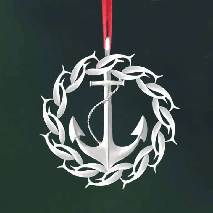 Anchor Ornament (Pewter, boxed with ribbon)