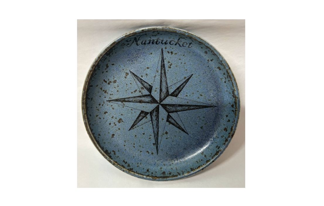 Transferware - Blue Dish, Compass Rose Design, 3 1/2" Round