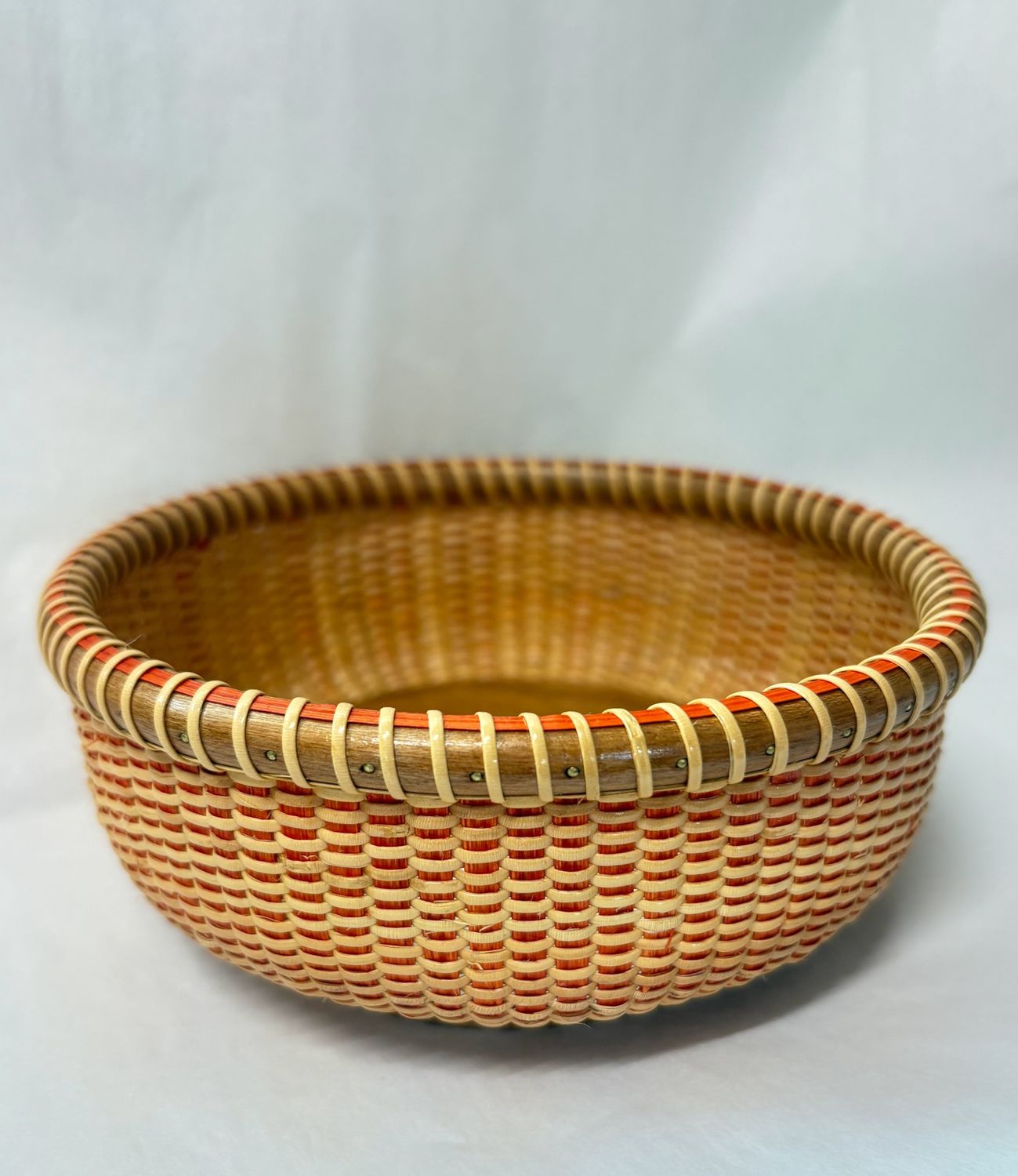 Nantucket Lightship Basket Wine Coaster by Suzanne Simpson - Orange