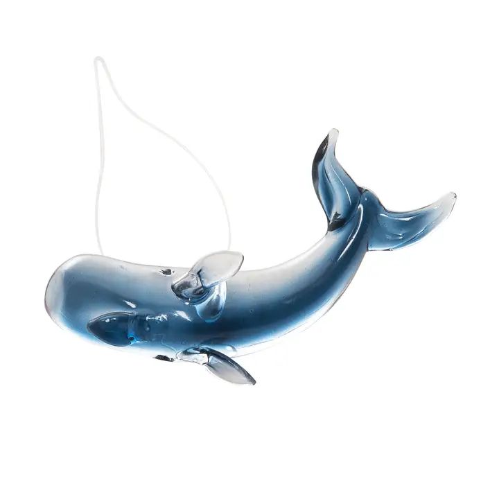 Christmas Whale Glass Ornament