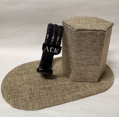 Nantucket Lightship Basket Open Cuff Bracelet w/ Black cane and w/island /Ack end caps