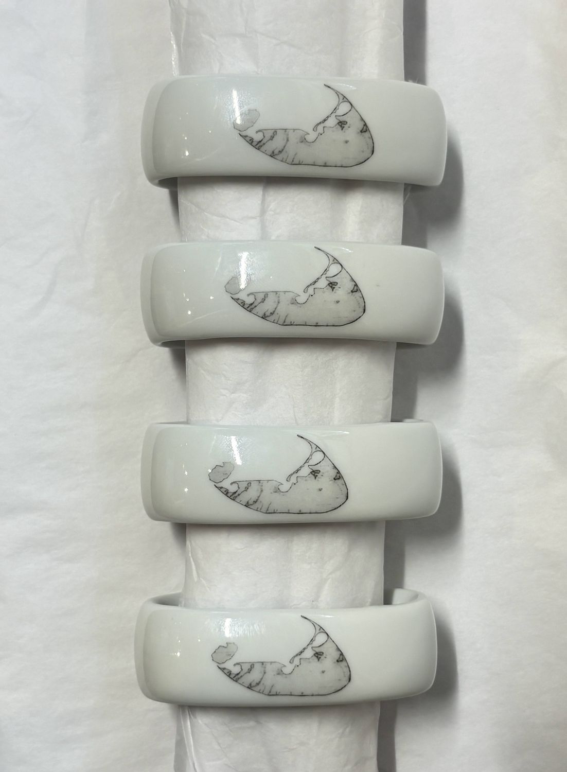 Transferware - Napkin Rings - Nantucket Island - Set of 4