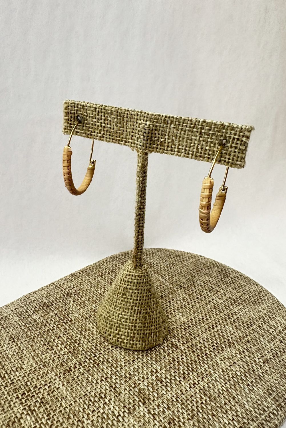 Nantucket Lightship Basket Earrings - 18k Gold Plated Hoop - 30mm
