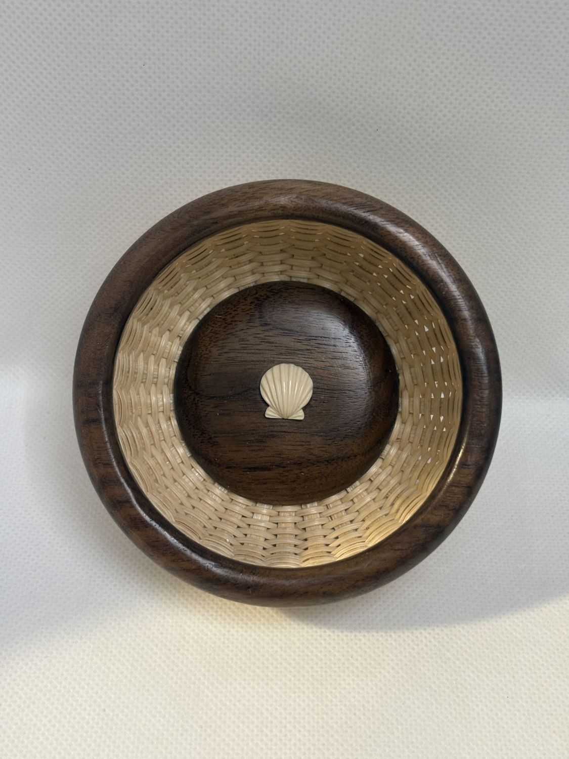 Nantucket Lightship Basket Jewelry Dish w/ Carved Ivory by Caitlin Parsons
