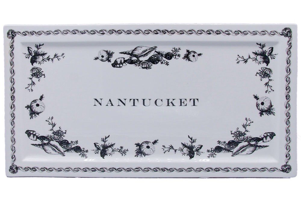 Transferware - Extra Large Rectangular Platter, Nantucket Seashell Design