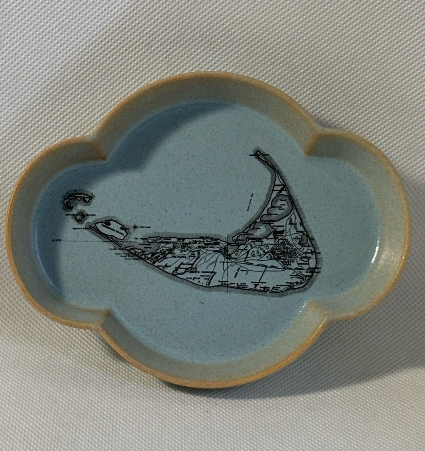 Transferware - Medium Cloud-Shaped Dish, Style: Nantucket Island Blue Cloud