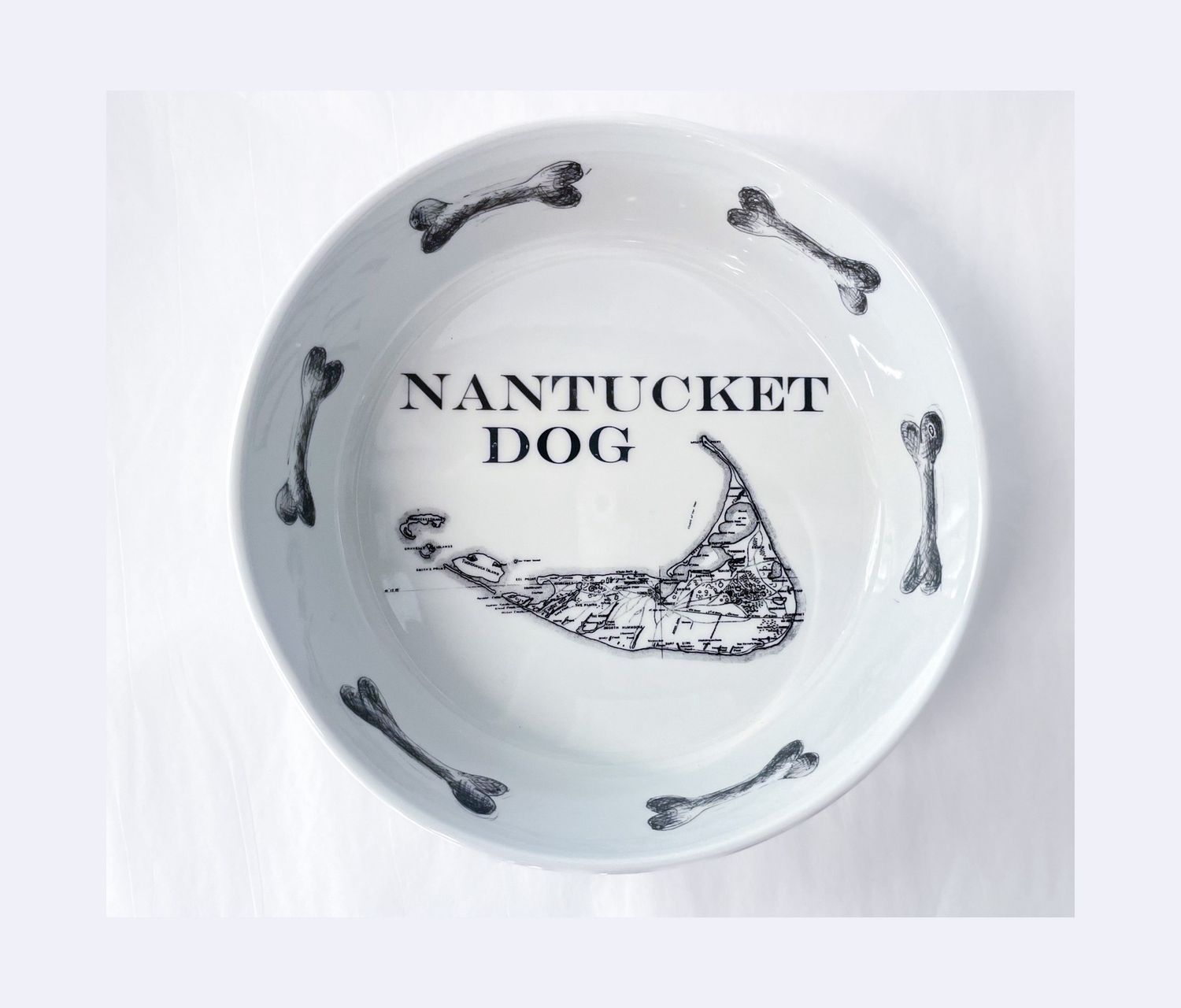 Transferware - Dog Bowl, Nantucket Island Design