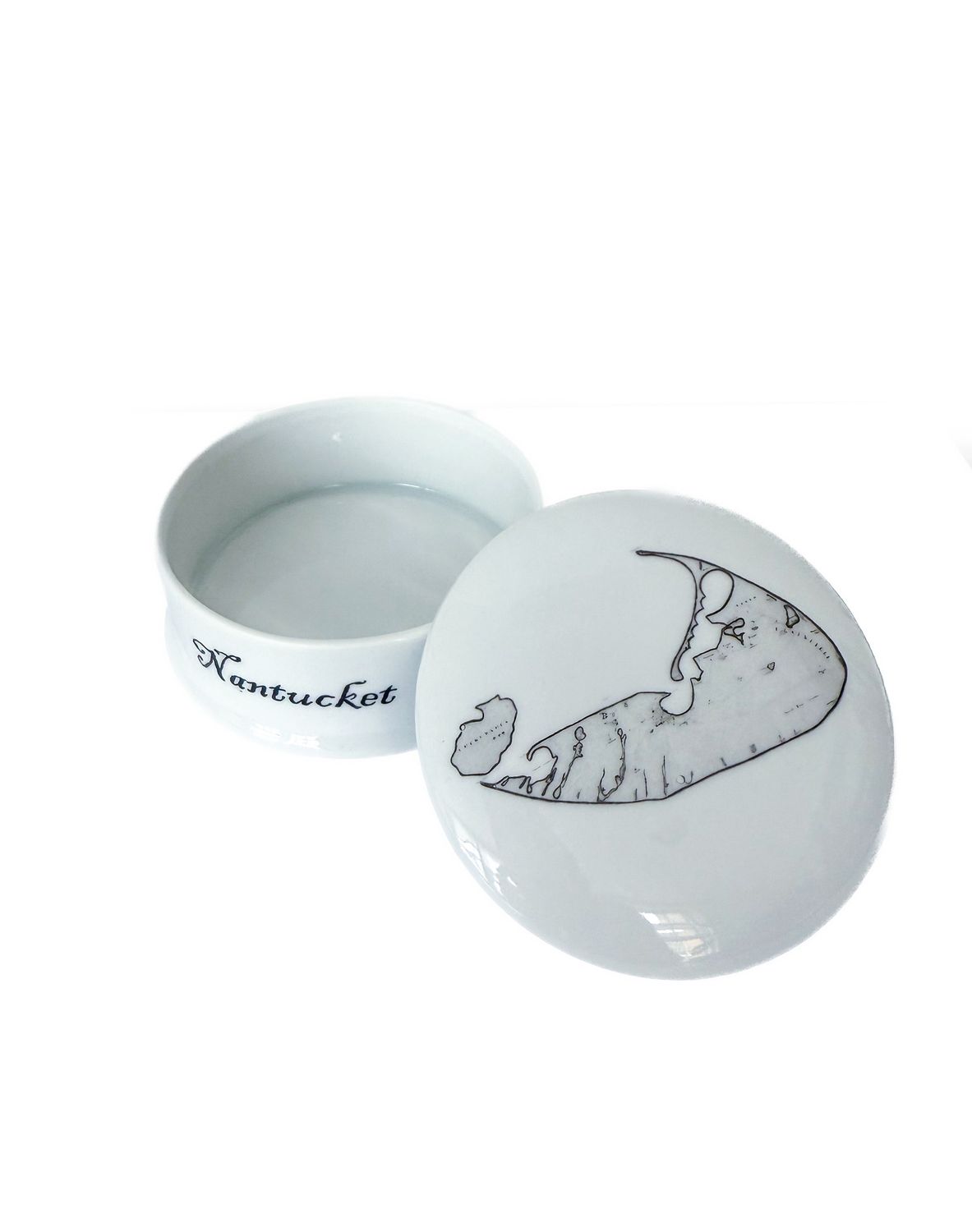 Transferware - Round Covered Jewelry Box, Style: Nantucket Island