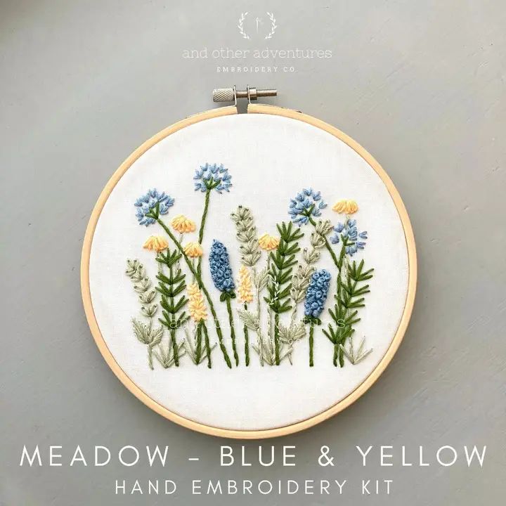 Beginner Embroidery Kit - Meadow in Blue &amp; Yellow