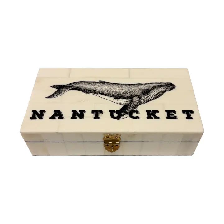 6-1/4" Humpback Whale "Nantucket" Vintage Bone Box