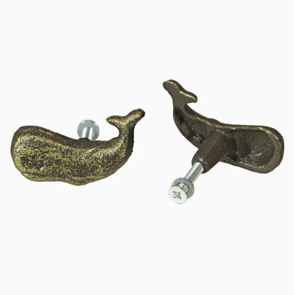 Cast Iron Whale Drawer Pull, Color: Rustic Bronze