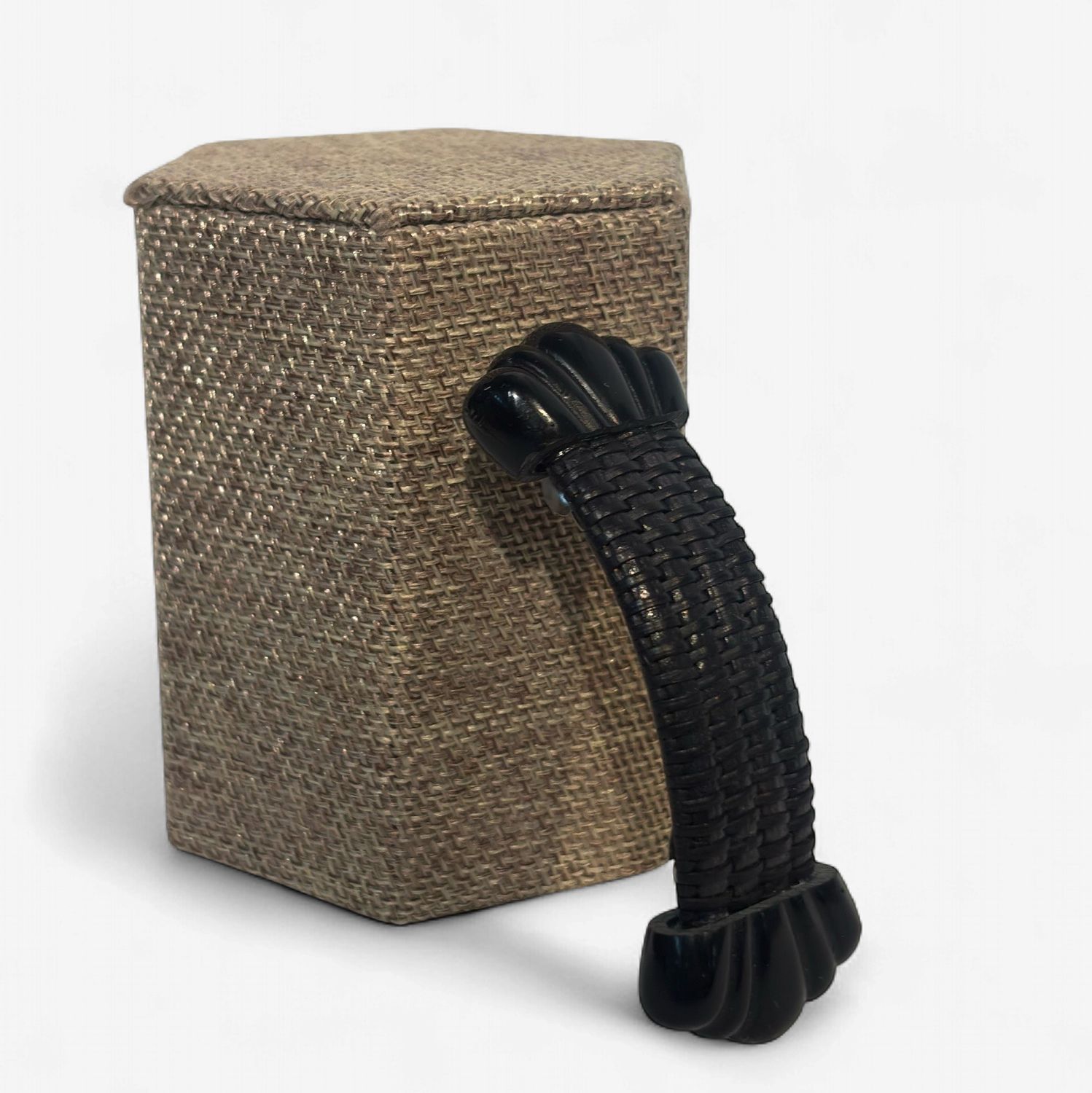 Nantucket Lightship Basket Small Barrette  woven with black cane and Scalloped ends