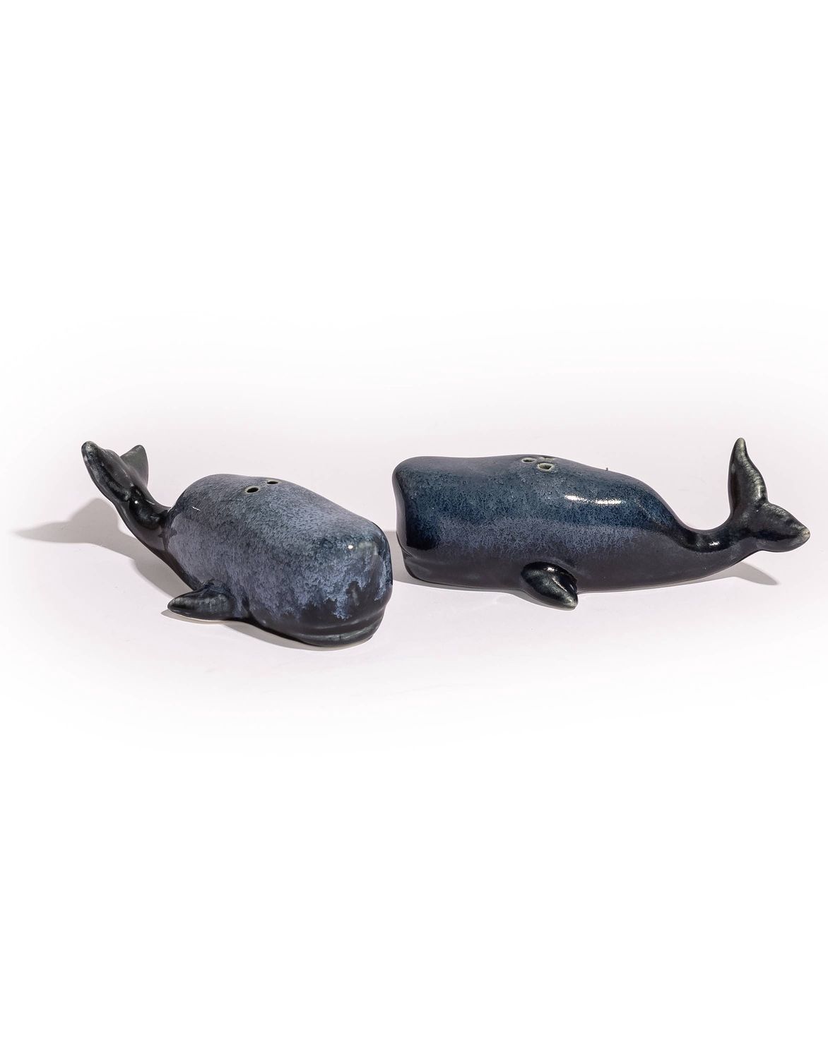 Set Of Ceramic Blue Whale Salt &amp; Pepper Shakers