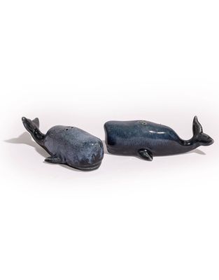 Set Of Ceramic Blue Whale Salt & Pepper Shakers