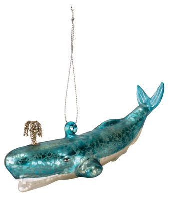 Glass Blue Whale Ornament