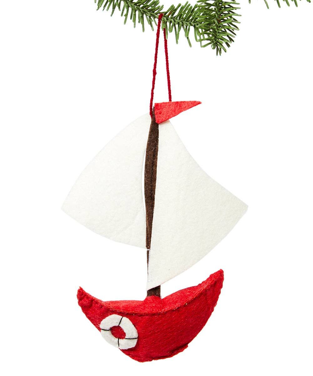 Red Sailboat Ornament