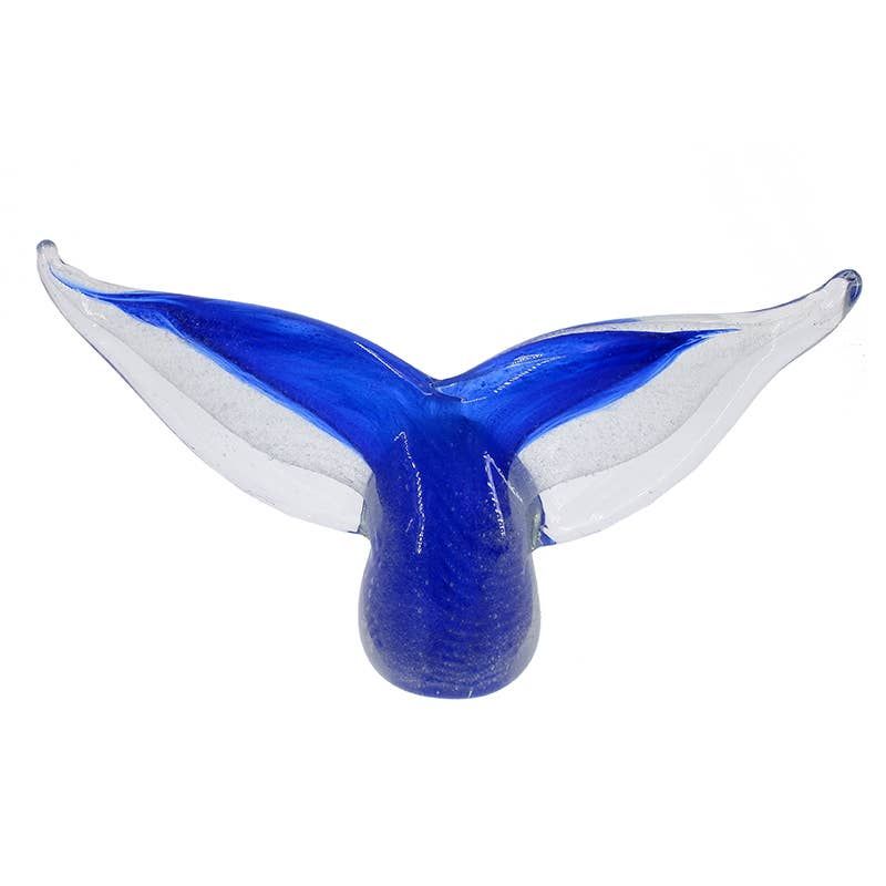 Blue Glass Whale Tail Figurine