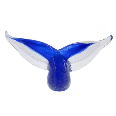 Blue Glass Whale Tail Figurine