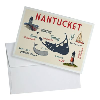 Notecard 69802 Nantucket Massachusetts Typography and Icons
