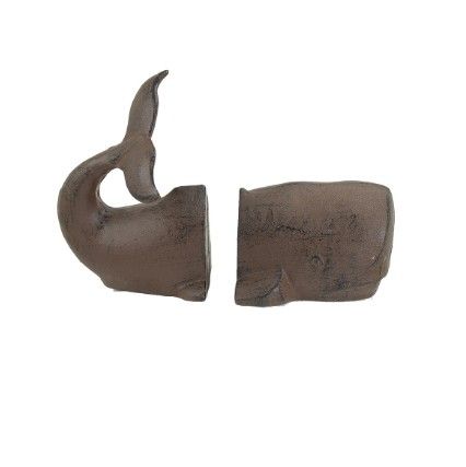 Cast Iron Rust Whale Bookend