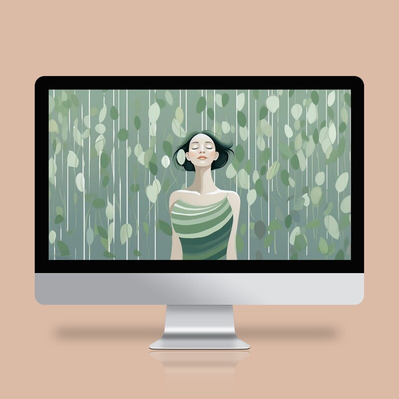 Wallpaper 3 in 1: Girl illustration