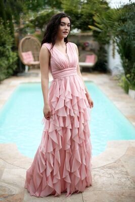 Phillia - Chiffonkleid mit V-Ausschnitt - Rosa Phillia - Chiffonkleid mit V-Ausschnitt - Rosa