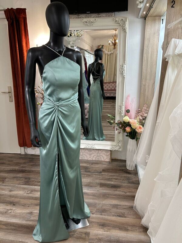 Pixie dress with neck holder and slit - mint