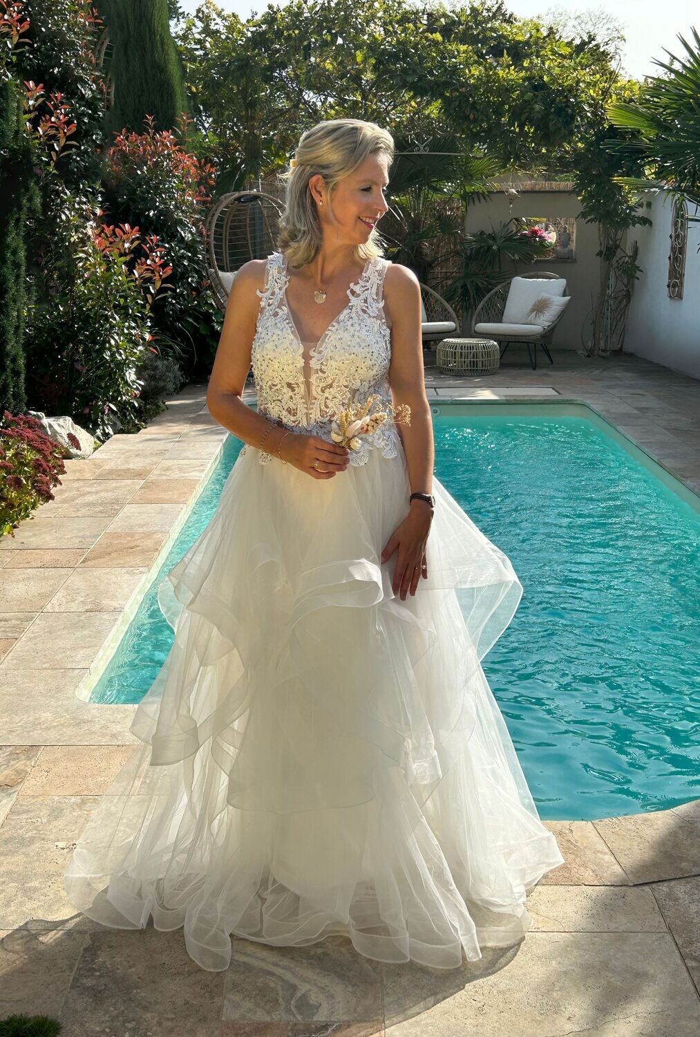 Milly - Tüll Kleid mit Glitzer Steinchen, Weiß