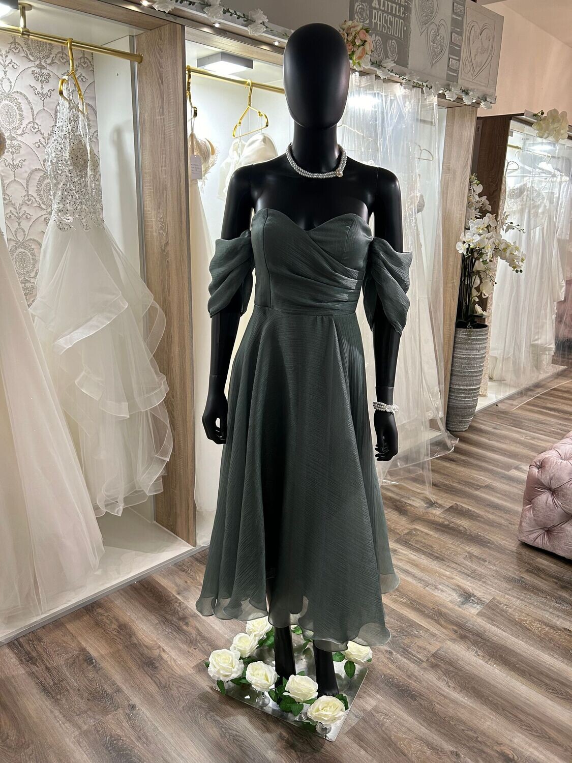 Liv - Kurzes Plissee Kleid - Grün