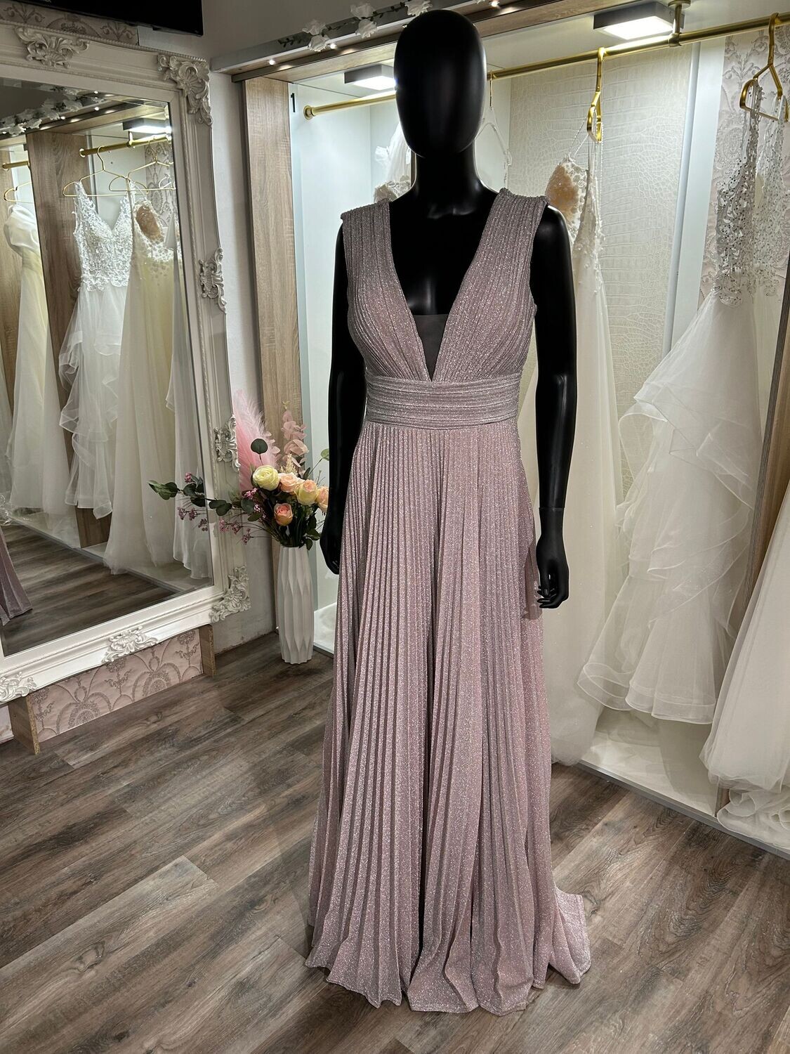 Paisley - Glitzer Plissee, Langes Kleid, Pastell Lila