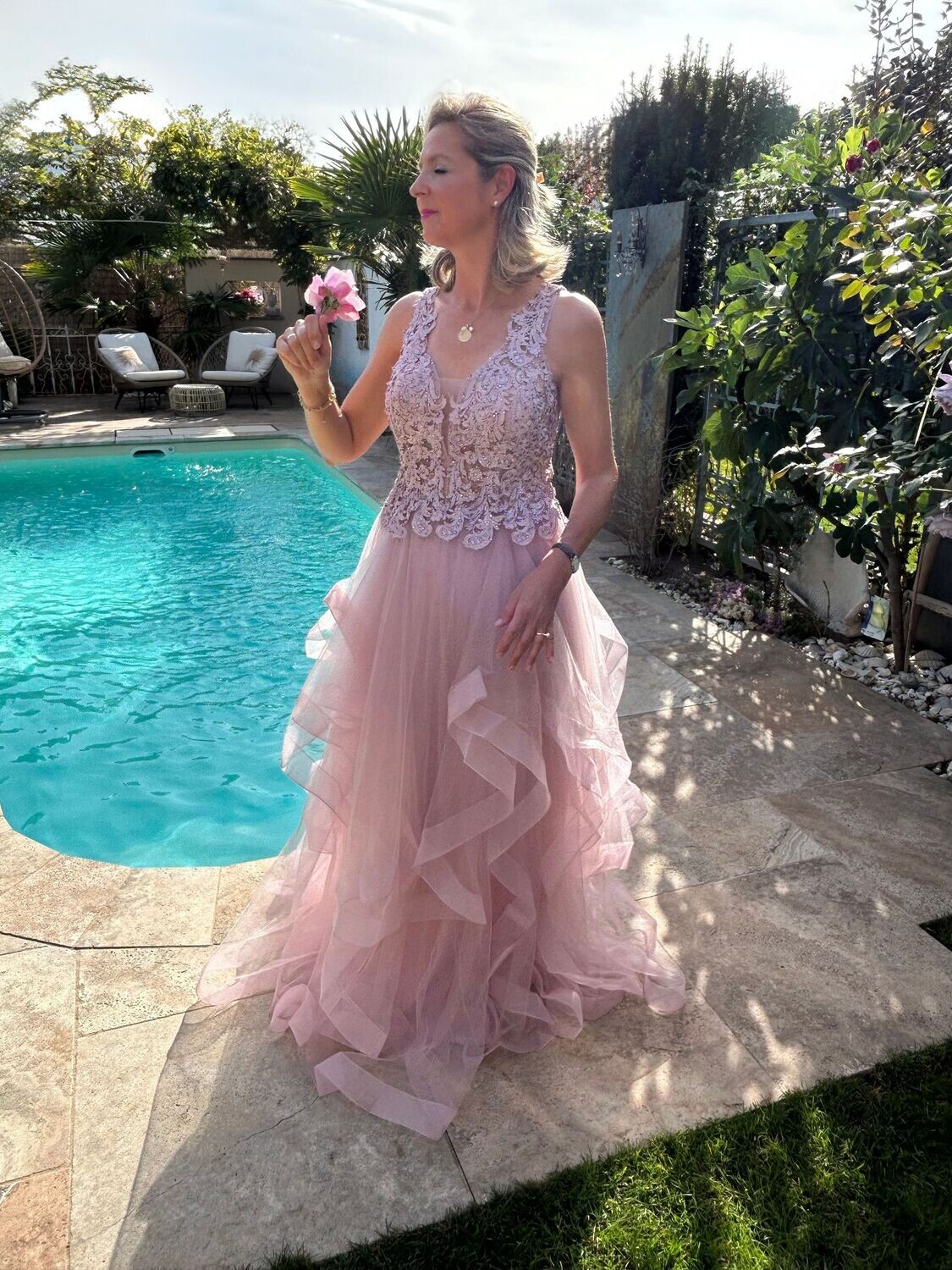 Paris - Tüll Kleid mit Glitzersteinchen, Rosa
