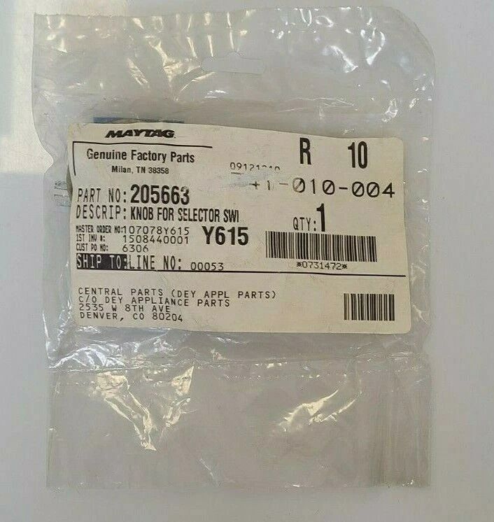 205663 NEW SEALED GENUINE OEM MAYTAG LAUNDRY CONTROL KNOB IN ORIGINAL PACKAGING - NLA