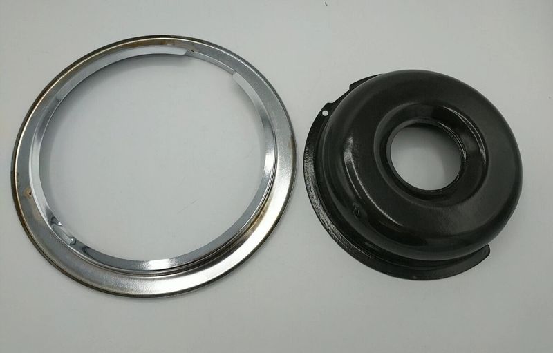 242956 NEW GENUINE OEM WHIRLPOOL RANGE DRIP PAN &amp; RING SET IN ORIGINAL PACKAGING - NLA