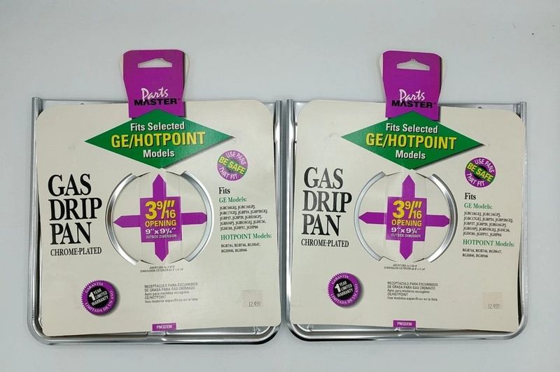 2X - PM32X90 NEW GENUINE OEM GE GAS RANGE DRIP PANS - SET OF 2 - NLA