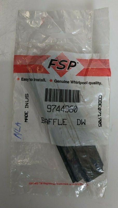 9744360 NEW GENUINE OEM WHIRLPOOL DISHWASHER BAFFLE IN ORIGINAL PACKAGING - NLA