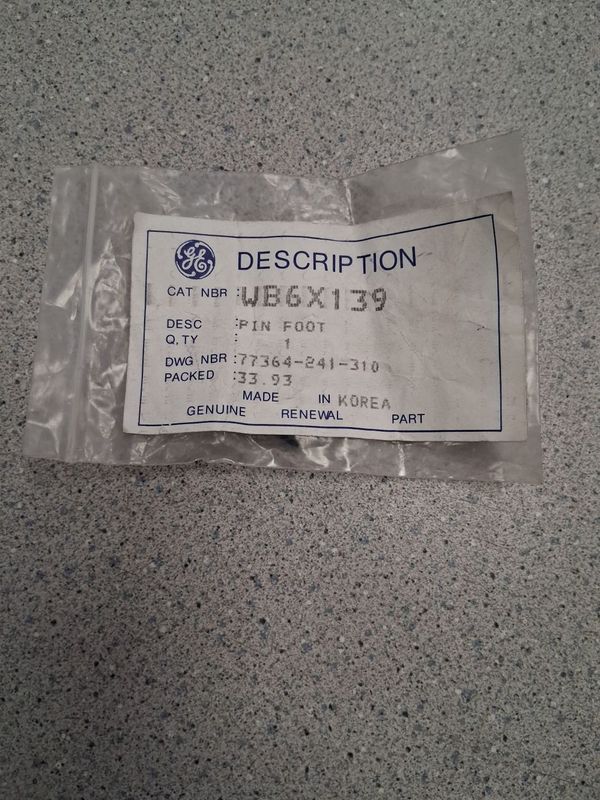 WB6X139 - GE MICROWAVE FOOT PIN - NLA