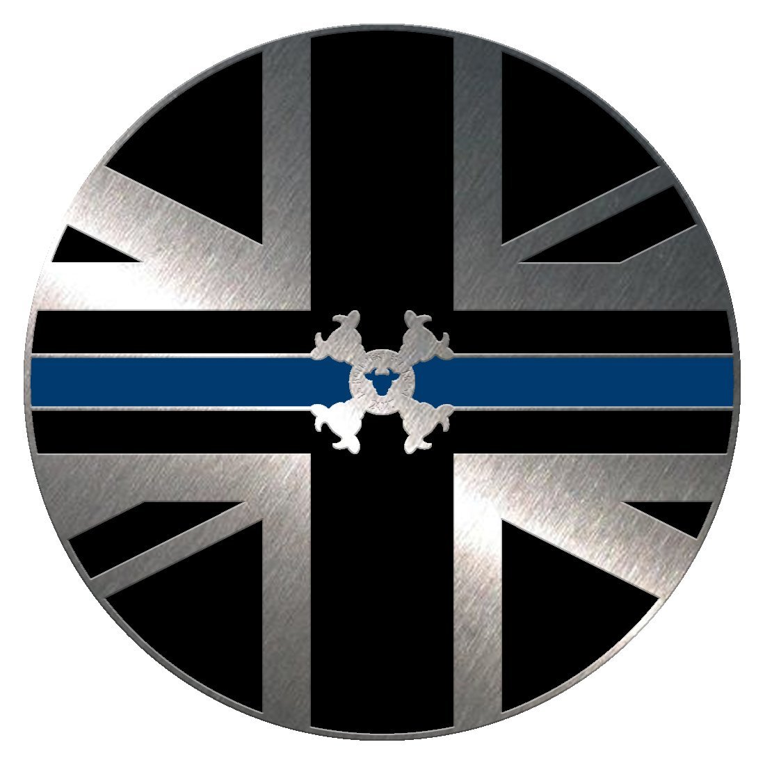 Round Bullshire Thin Blue Line Flag Pin Badge [1724]