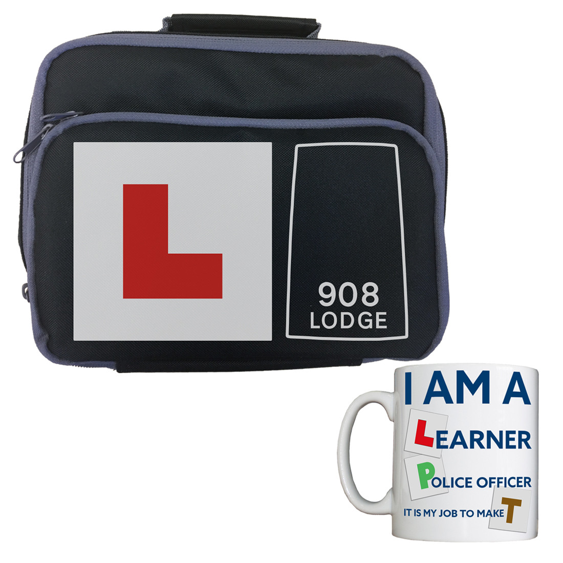 Personalised 'Learner Police Officer' Lunch Bag/Mug Combo