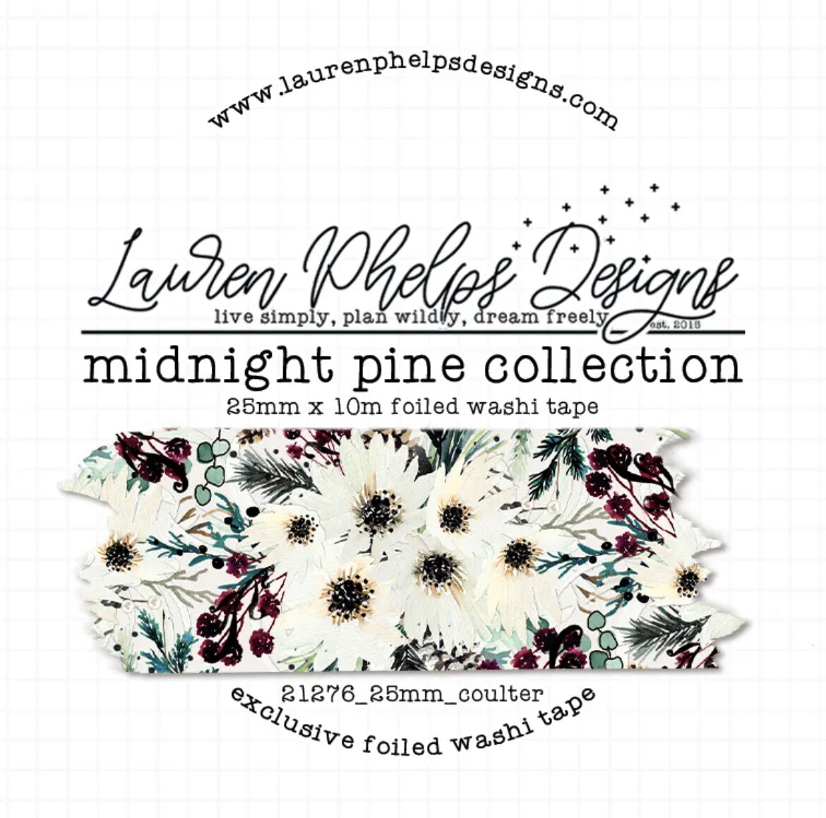 LAUREN PHELPS DESIGNS | MIDNIGHT PINE: COULTER FOILED WASHI, 25MM